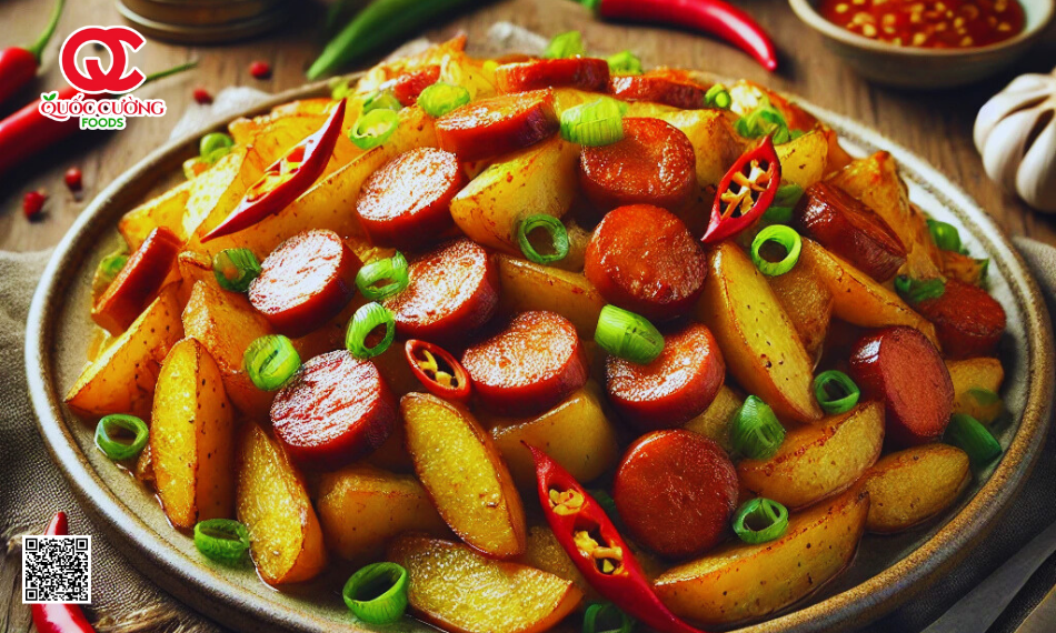 Lạp xưởng hun khói xào khoai tây